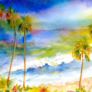 California Fine Art Print, Coastal Print from Original Watercolor Painting by ConnieTownsArt