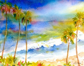 California Fine Art Print, Coastal Print from Original Watercolor Painting by ConnieTownsArt