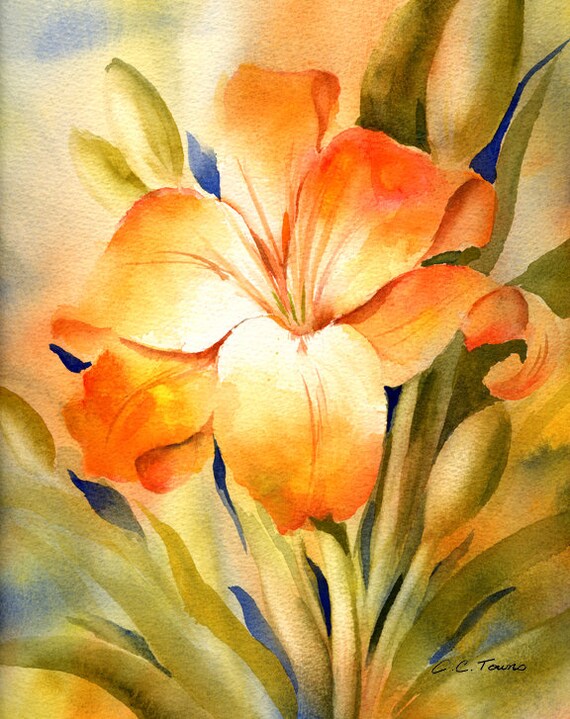 Tiger Lily Watercolor Print, Floral Wall Art - Etsy