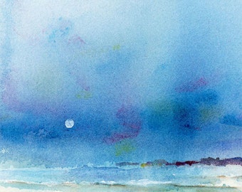 Calming Wall Art, Watercolor Landscape from Original Watercolor Painting by Connietownsart