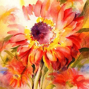 Floral watercolor painting print gift for her, Flower Watercolor