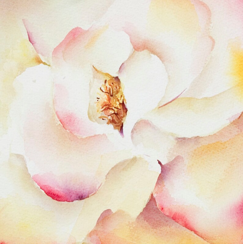 Abstract Floral Painting Dusty Rose Wall Art Print by Etsy