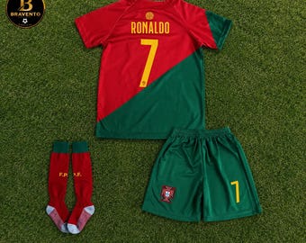 Portugal Cristiano Ronaldo #7 Kids Football Jersey Set with Shorts & Socks – Home Kit