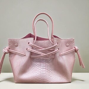 Real Pink Python Leather Top Handle Bag, Handmade Luxury Handbag, Exotic Leather Purse, Elegant Top Handle Gift for Her