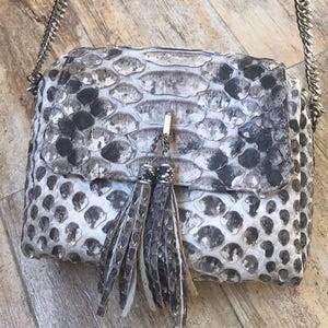 Sac bandoulière en cuir de python véritable, sac bandoulière de luxe fait main, sac à main en cuir exotique pour femme, cadeau élégant