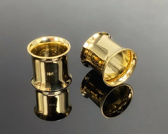 18kt Solid Gold Tunnels: Custom Made-to-Order Plugs