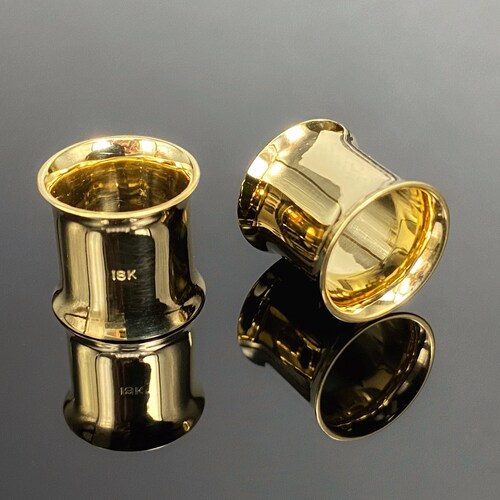 18kt Solid Gold Tunnels: Custom Made-to-Order Plugs