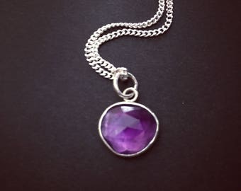 Amethyst Pendant ~ Amethyst Necklace ~ February Birthstone Necklace ~ Rose Cut Amethyst Pendant ~ Purple Gemstone Necklace