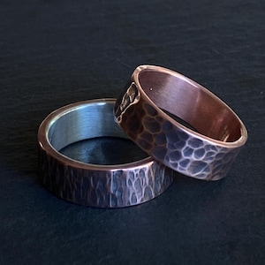 Handcrafted Copper Textured Ring - Customizable with Sterling Silver Lining - Made to Order