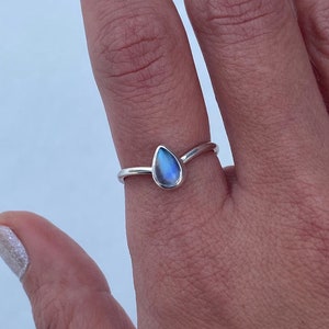 Silver Moonstone Ring Lotus Ring Eye Ring Moonstone Eye Ring Lotus Jewelry Third Eye Ring