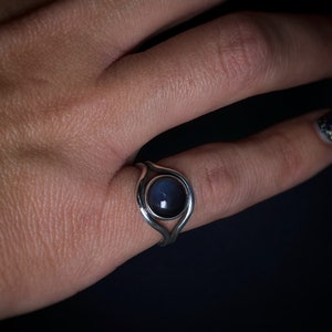 Rainbow Obsidian Eye Ring In Sterling Silver Size 5.5