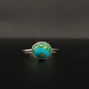 Sonoran Gold Turquoise Rings Simple Silver Turquoise Ring Size 6.5