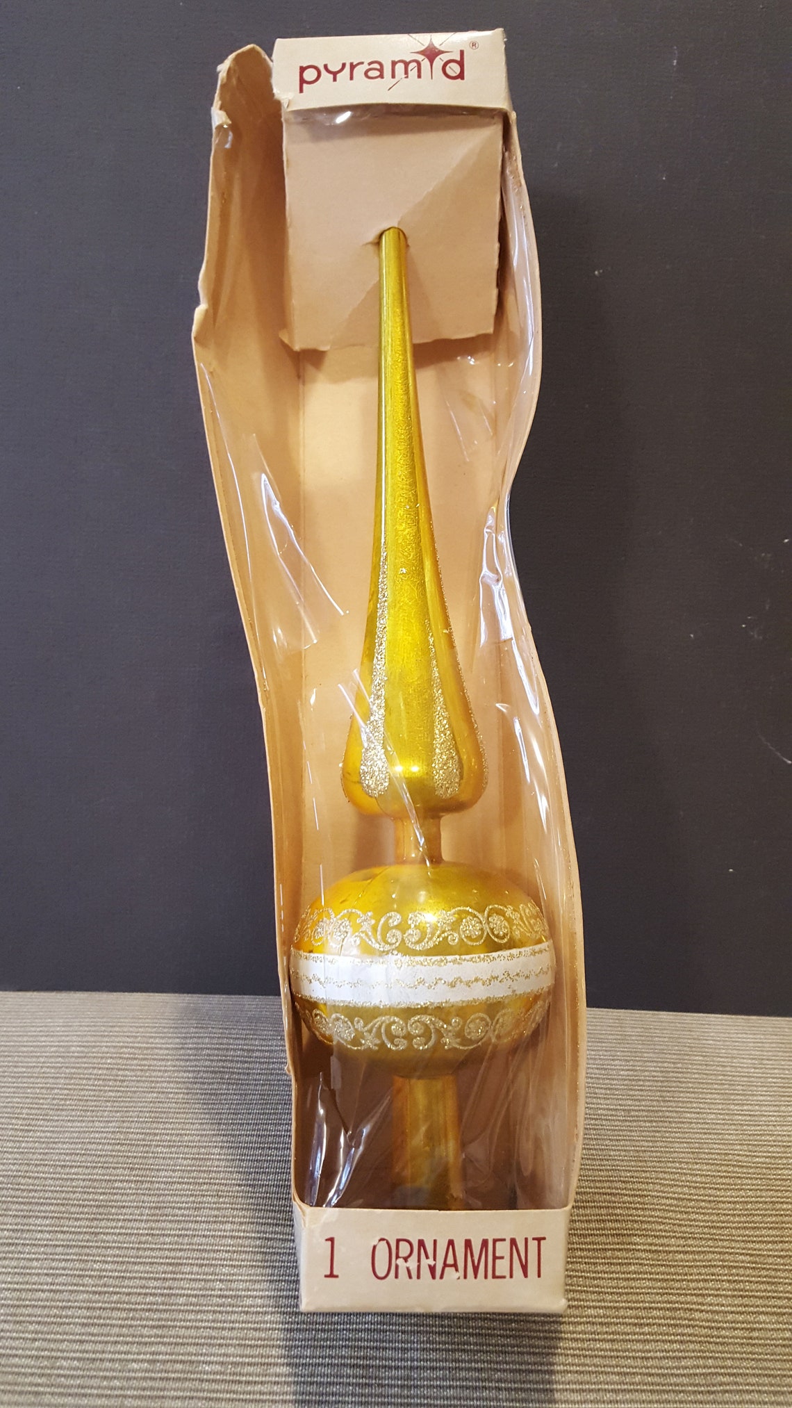 Vintage GOLD Glass Tree Topper Glitter Bulbous From Italy Etsy