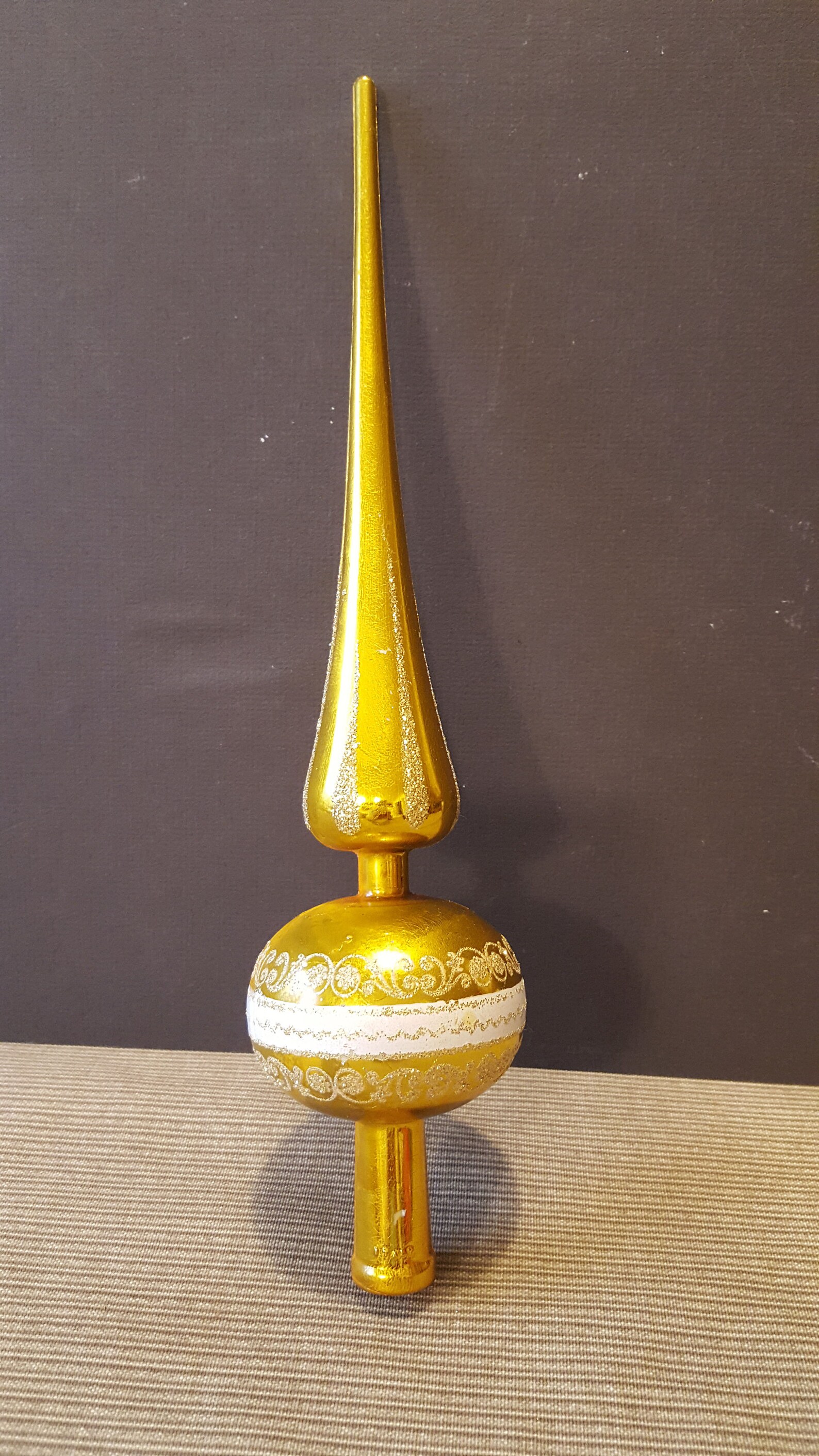 Vintage GOLD Glass Tree Topper Glitter Bulbous From Italy Etsy