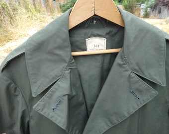 men's poly/cotton military raincoat, trenchcoat, USMC drab, 34 R