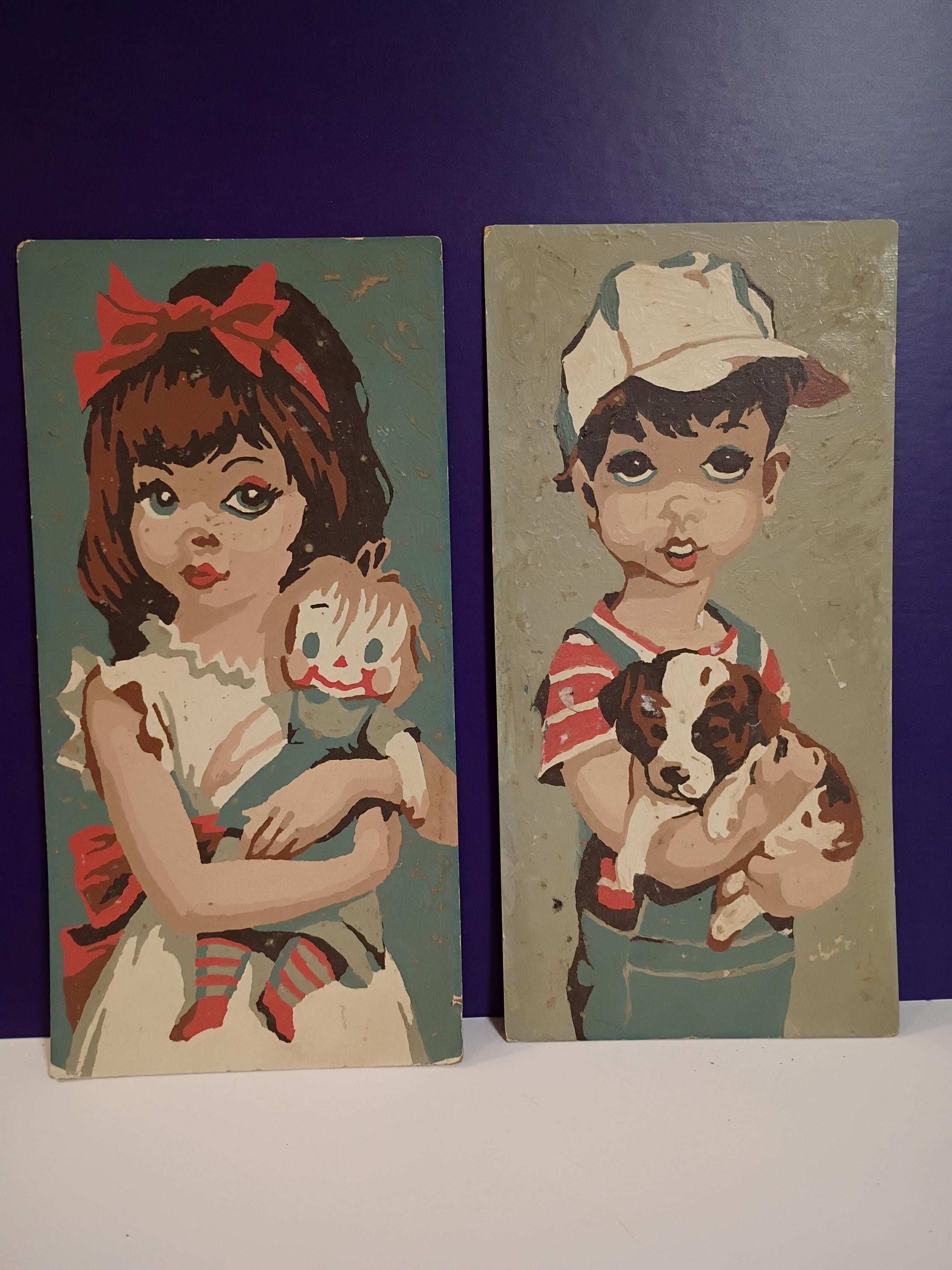 Big Eyed Girl Vintage Painting - Etsy