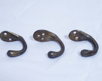 3 small coat hooks, vintage hardware