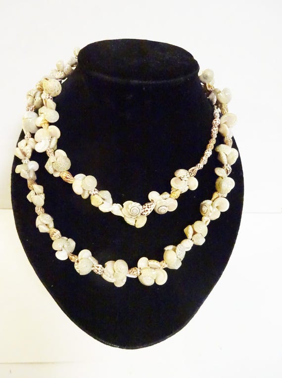 Vintage Tiny Shell Necklace: 36 Inch Continuous S… - image 1