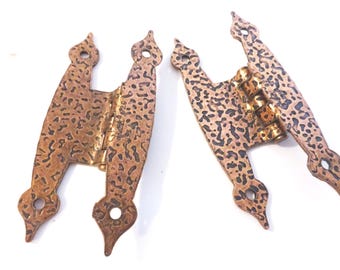 Vintage hardware offset H-Hinges Hammered Copper Finish Cabinet Door Priced Per Pair