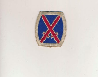 US Army crossed swords, red, white blue, 10th Mountain Division patch