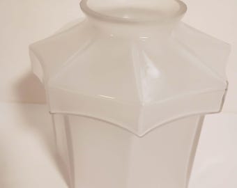 glass shade for ceiling fixture, two tier octagons