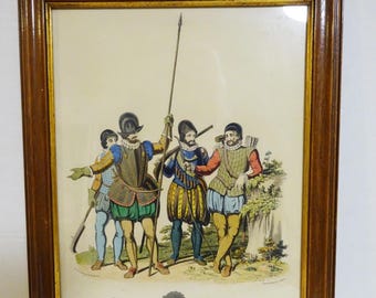 vintage reproduction, medieval heraldry, "Group of Soldiers"