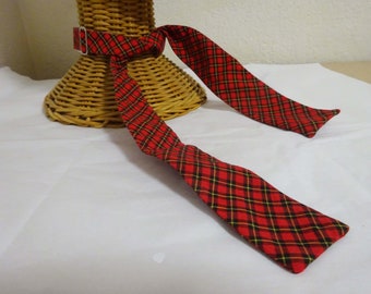 vintage men's necktie, tie it yourself red plaid bowtie, Arrow