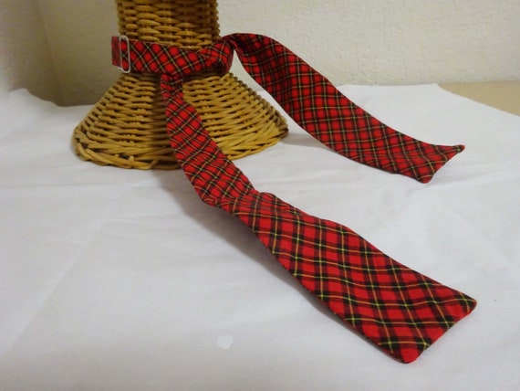 vintage men's necktie, tie it yourself red plaid … - image 1