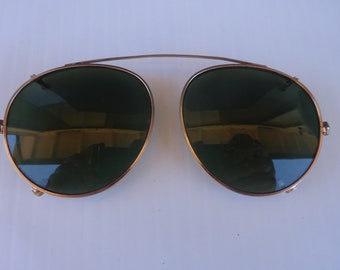 vintage green lens clip-on sunglasses, SMST