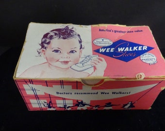 shoes, baby shoes vintage, Wee Walker in box, doll shoes