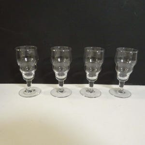 4 vintage clear cordial glasses, aperitif glasses, shot glasses