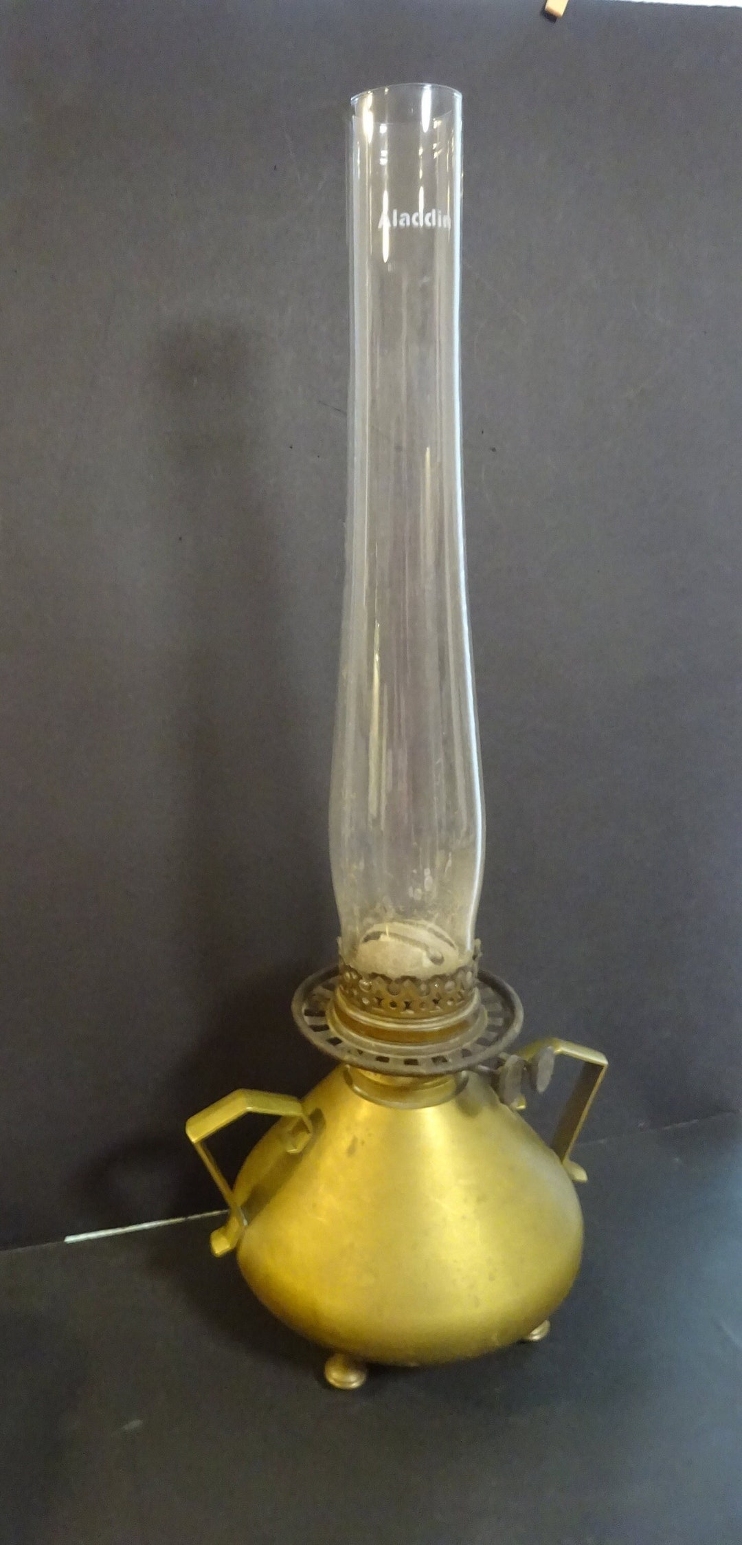 Oil Lamp, Kerosene Lamp, Duplex Burner, Wide Brass Base, Art Deco