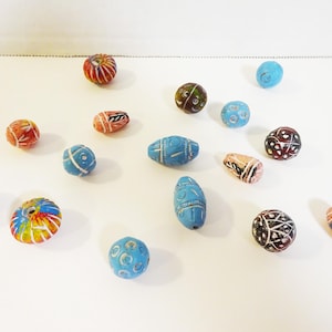 ceramic beads, African trade beads, lot of 16