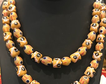 Yellow Krobo Bead 2 Strand Necklace