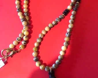 Yellow turquoise tassel necklace