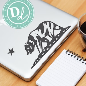 California Bear With Star - Laptop, Car, Binder, Window Vinyl Decal CA State Mascot Animal