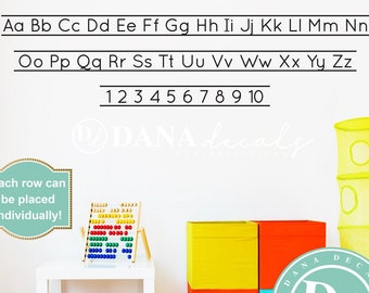 Educational Homeschooling or Classroom ABC Alphabet and Number Wall Rows   -  Wall Decal Custom Vinyl Art Stickers