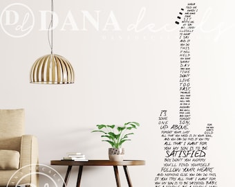 Simple Man Lyrics Guitar Vinyl Wall Decal – Music Room Decor