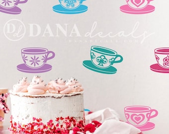 Tea Cup Party Wall Decals – Whimsical Vinyl Nursery Decor