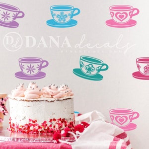 Tea Cup Party Wall Decal Décor - Whimsical Vinyl Mural Stickers for Playrooms, Nurseries & Kitchen
