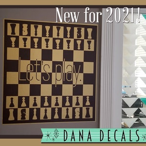Let&#39;s Play. - Chess Game Board - 2 color - Wall Decal Custom Vinyl Art Stickers