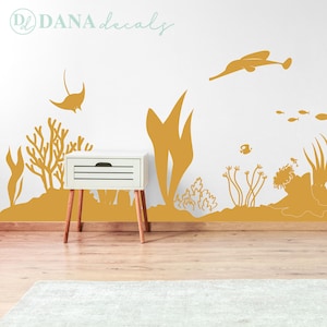 LARGE Under the Sea Coral Reef Sealife Scene - Wall Decal Custom Vinyl Art Stickers