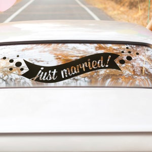 Just Married Banner Car Sticker - Wall Decal Custom Vinyl Art Stickers