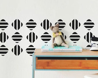 Striped Diamond Vinyl Wall Decal – Geometric Pattern