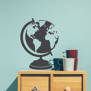 Globe Map Decal - Wall Vinyl Decal for School Classroom, Library Kids Room, Travelers, Adventure