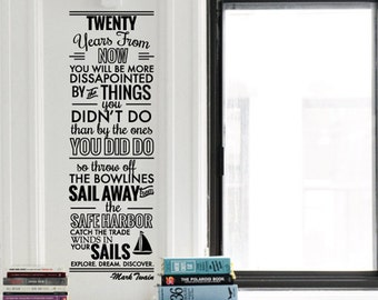 Mark Twain Zitat Wandtattoo, entdecken, Traum entdecken, Home Office Decor