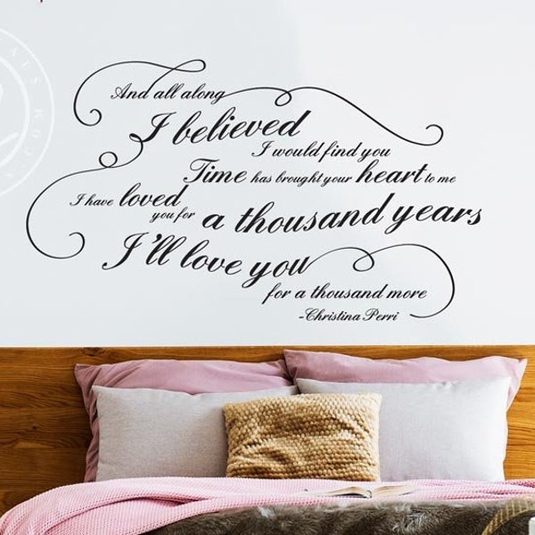 GRAND Je t’aimerai pendant mille ans Song Quote Decor - Wall Decal Custom Vinyl Art Stickers