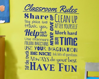 Classroom Rules - Wall Decal Custom Vinyl Art Stickers for Schools, School Libraries and Classrooms