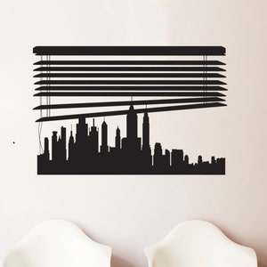 Custom Skyline under Window Blinds - Wall Decal Custom Vinyl Art Stickers