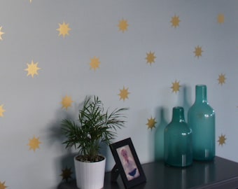 Star Wall Decals – Vinyl Art Stickers, 128 Stars (3" Diameter)
